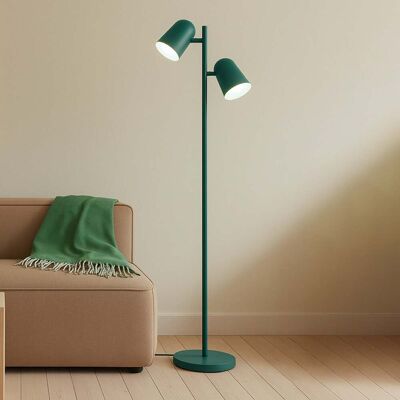 Lampadaire Isara, vert, 165 cm, à 2 lampes, métal, E27 - Lindby - Salon / séjour - Moderne - Avec abat-jour - Publicité Lampadaire Isara, vert, 165 cm, à 2 lampes, métal, E27 - Lindby - Salon / séjour - Moderne - Avec abat-jour - Publicité