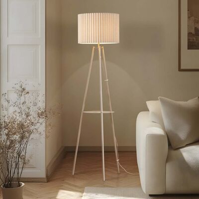 Lampadaire tripode Libbie, lin, couleur crème - Lindby - Salon / séjour - Scandinave - Tissu / textile - Avec abat-jour - Publicité Lampadaire tripode Libbie, lin, couleur crème - Lindby - Salon / séjour - Scandinave - Tissu / textile - Avec abat-jour - Publicité