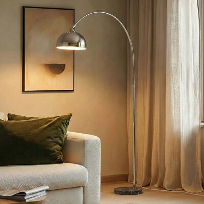 Lampe sur pied Tonka, 185 cm, chrome, E27, métal/marbre - Lindby - Salon / séjour - Moderne - À ampoule unique - Publicité Lampe sur pied Tonka, 185 cm, chrome, E27, métal/marbre - Lindby - Salon / séjour - Moderne - À ampoule unique - Publicité