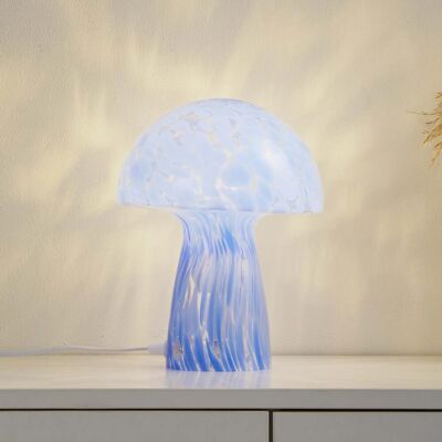 Lampe de table en verre bleu Hubi de Lindby - Publicité Lampe de table en verre bleu Hubi de Lindby - Publicité