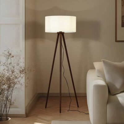 Lampe sur pied Charlia, bois de noyer blanc, hauteur 150 cm - Lindby - Salon / séjour - Scandinave - Tissu / textile - Avec abat-jour - Publicité Lampe sur pied Charlia, bois de noyer blanc, hauteur 150 cm - Lindby - Salon / séjour - Scandinave - Tissu / textile - Avec abat-jour - Publicité