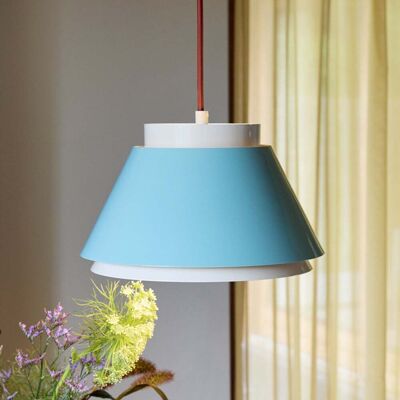 Suspension Remi bleu/beige Ø 25 cm - Hübsch - Salon / séjour - Scandinave - Métal - Avec abat-jour - Publicité Suspension Remi bleu/beige Ø 25 cm - Hübsch - Salon / séjour - Scandinave - Métal - Avec abat-jour - Publicité