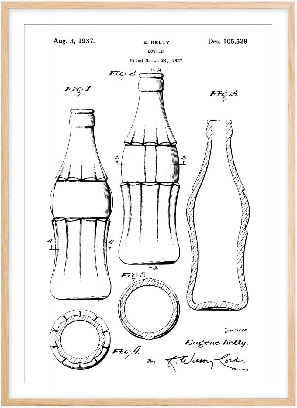 Bildverkstad Dessin de brevet - Bouteille Coca Cola - Poster (30x40 cm)