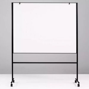 Lintex Tableau blanc mobile ONE - magnetique, double face, sur roulettes, Couleur Noir, Taille L150 x H120 cm