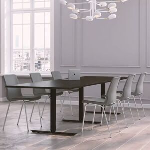 Generic Table de reunion Modul avec chaises Ana Stol 4340S - 6 a 10 places, Taille 10 places (320 cm), Couleur des chaises Gris clair, Couleur de la table Noir