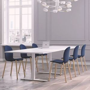 Generic Table de reunion Modul avec chaises Noor 6080F - 6 a 10 places, Taille 6 places (220 cm), Couleur des chaises Bleu, Couleur de la table Blanc