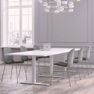 Generic Table de reunion Modul avec chaises Noor 6050S - 6 a 10 places, Taille 8 places (280 cm), Couleur des chaises Gris fonce, Couleur de la table Blanc