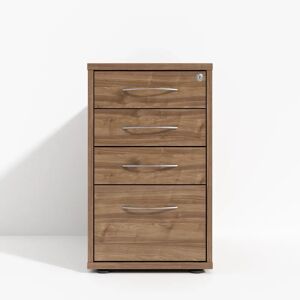 Direkt Interiör Caisson de bureau Modea - 3 tiroirs + 1 porte dossier, profondeur 80 cm, Couleur Noyer