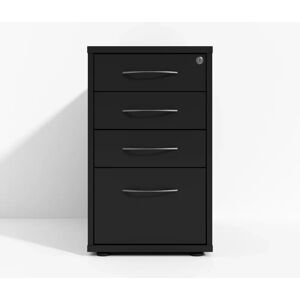 Direkt Interiör Caisson de bureau Modea - 3 tiroirs + 1 porte dossier, profondeur 80 cm, Couleur Noir