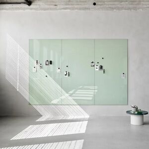 Lintex Tableau en verre Mood Spaces - connectes, effacables, magnetiques, Couleur Frank 540 - Vert-gris, Taille B400 x H200 cm