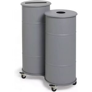 Prima Office Poubelle Brooklyn Bin Twin, Couleur Gris, Couvercle 1 Organique, Couvercle 2 Avec poignee - Trash