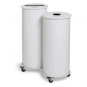 Prima Office Poubelle Brooklyn Bin Twin, Couleur Blanc, Couvercle 1 Ordures menageres, Couvercle 2 Avec poignee - Neutre