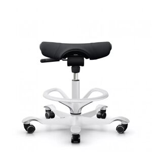 Tabouret ergonomique HÅG Capisco Puls 8002, Couleur Noir, Pietement  Blanc, Verin 265 mm, Repose-pieds Avec