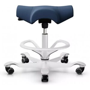 Tabouret ergonomique HÅG Capisco 8105, Tissu Bleu (EXR026), Pietement  Blanc, Verin 200 mm, Repose-pieds Avec