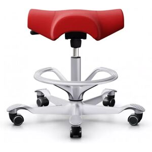 Tabouret ergonomique HÅG Capisco 8105, Tissu Rouge (EXR079), Pietement  Silver, Verin 200 mm, Repose-pieds Avec