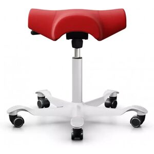 Tabouret ergonomique HÅG Capisco 8105, Tissu Rouge (EXR079), Pietement  Blanc, Verin 150 mm, Repose-pieds Sans