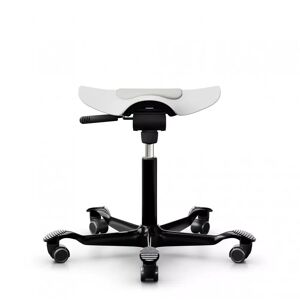 Tabouret de bureau assis-debout HÅG Capisco Puls 8001, Couleur Blanc, Pietement  Noir, Verin 150 mm, Repose-pieds Sans