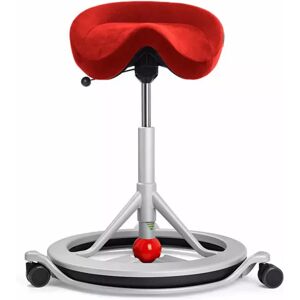 Tabouret ergonomiquea roulettes Back App, Tissu Alcantara - Red