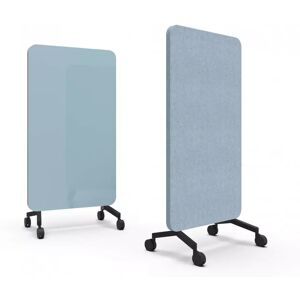 Lintex Tableau acoustique en verre et tissu Mood Fabric Mobile, Couleur Calm 320 / Blazer Lite LTH63 (Bleu), Pied/roulettes Noir, Taille L100 x H196 cm