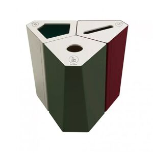 TreCe Poubelles de tri selectif Kite - combinaison, Finition Gris Waste, bordeaux Paper & vert foret PET/Cans