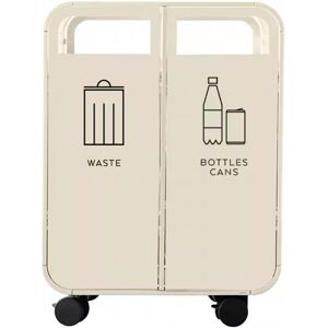 TreCe Poubelle de tri selectif Cloud, Finition Waste & Bottles/Cans, Couleur Blanc nacre