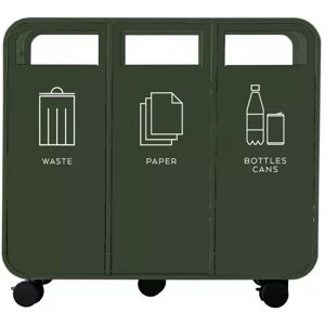 TreCe Poubelle de tri selectif Cloud, Finition Waste, Paper & Bottles/Cans, Couleur Vert foret