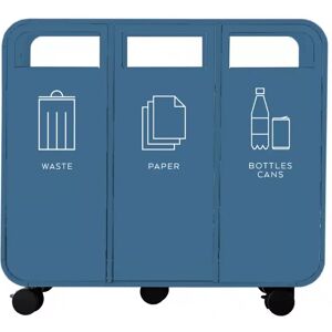 TreCe Poubelle de tri selectif Cloud, Finition Waste, Paper & Bottles/Cans, Couleur Bleu vif