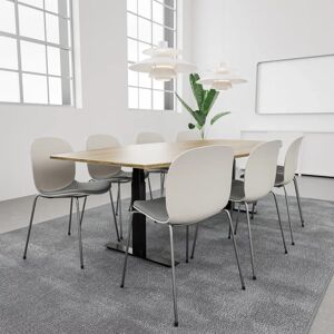 Generic Table de conference SET 8 personnes - Agenda + Profim Noor, Plateau Chene, Stol Metal Silver / Vanilla / Light Grey