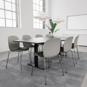 Generic Table de conference SET 8 personnes - Agenda + Profim Noor, Plateau Noir, Stol Metal Silver / Misty Grey / Dark Grey