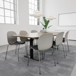 Generic Table de conference SET 8 personnes - Agenda + Profim Noor, Plateau Noyer, Stol Metal Silver / Misty Grey / Dark Grey