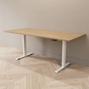 Direkt Interiör Bureau assis debout electrique - Standard, Plateau Chene, Pied Blanc, Taille 180x80 cm