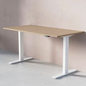 Direkt Interiör Bureau assis debout electrique ACT, Taille 140x70 cm, Plateau Chene, Base  Blanc