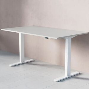 Direkt Interiör Bureau assis debout electrique ACT, Taille 140x80 cm, Plateau Gris clair, Base  Blanc