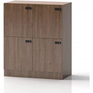 Direkt Interiör Armoire a casiers Lockers Forty - 4 portes, Couleur Noyer, Verrou Code