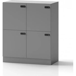 Direkt Interiör Armoire a casiers Lockers Forty - 4 portes, Couleur Gris, Verrou Code