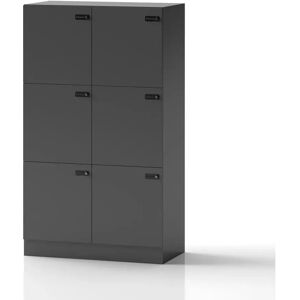 Direkt Interiör Armoire a casiers Lockers Forty - 6 portes, Couleur Gris fonce, Verrou Code