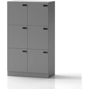 Direkt Interiör Armoire a casiers Lockers Forty - 6 portes, Couleur Gris, Verrou Code