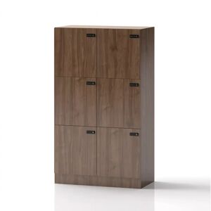 Direkt Interiör Armoire a casiers Lockers Forty - 6 portes, Couleur Noyer, Verrou Code