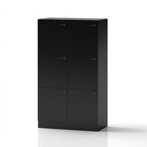 Direkt Interiör Armoire a casiers Lockers Forty - 6 portes, Couleur Noir, Verrou Sans