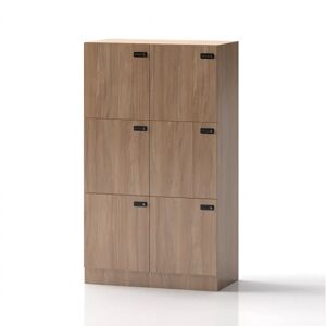 Direkt Interiör Armoire a casiers Lockers Fifty - 6 portes, Couleur Chene, Verrou Code