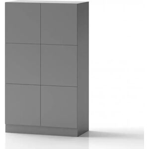 Direkt Interiör Armoire a casiers Lockers Forty - 6 portes, Couleur Gris, Verrou Sans