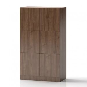 Direkt Interiör Armoire a casiers Lockers Fifty - 6 portes, Couleur Noyer, Verrou Serrure