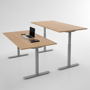 Direkt Interiör Bureau assis debout electrique - Pro3, Taille 140x80 cm, Plateau Chene, Pied Silver