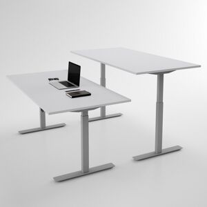 Direkt Interiör Bureau assis debout electrique - Pro3, Plateau Gris clair, Pied Silver, Taille 140x70 cm