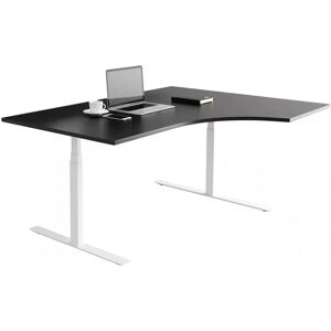 Direkt Interiör Bureau d'angle fixe, plusieurs choix de supports et de plateaux, Taille 180x120 cm, Base  Blanc, Couleur Noir