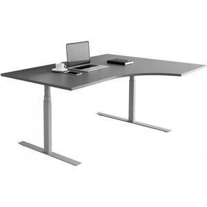 Direkt Interiör Bureau d'angle fixe, plusieurs choix de supports et de plateaux, Taille 160x120 cm, Base  Argent, Couleur Gris fonce