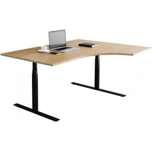 Direkt Interiör Bureau d'angle fixe, plusieurs choix de supports et de plateaux, Taille 180x120 cm, Base  Noir, Couleur Chene