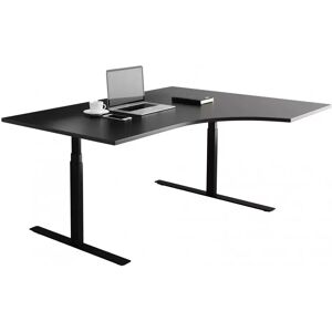 Direkt Interiör Bureau d'angle fixe, plusieurs choix de supports et de plateaux, Taille 180x120 cm, Base  Noir, Couleur Noir