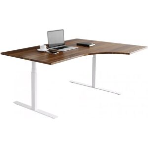 Direkt Interiör Bureau d'angle fixe, plusieurs choix de supports et de plateaux, Taille 200x120 cm, Base  Blanc, Couleur Noyer