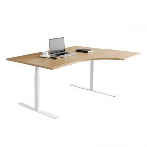 Direkt Interiör Bureau d'angle fixe, plusieurs choix de supports et de plateaux, Taille 160x120 cm, Base  Blanc, Couleur Chene